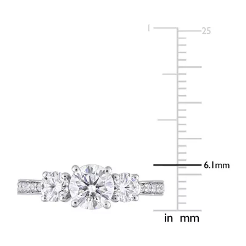 Womens 1 3/8 CT. T.W. Lab Created White Moissanite 10K Gold 3-Stone Engagement Ring