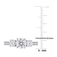 Womens 1 3/8 CT. T.W. Lab Created White Moissanite 10K Gold 3-Stone Engagement Ring