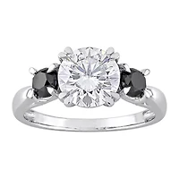 Womens 3/4 CT. T.W. Lab Created White Moissanite 10K Gold 3-Stone Engagement Ring