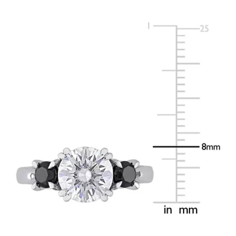 Womens 3/4 CT. T.W. Lab Created White Moissanite 10K Gold 3-Stone Engagement Ring