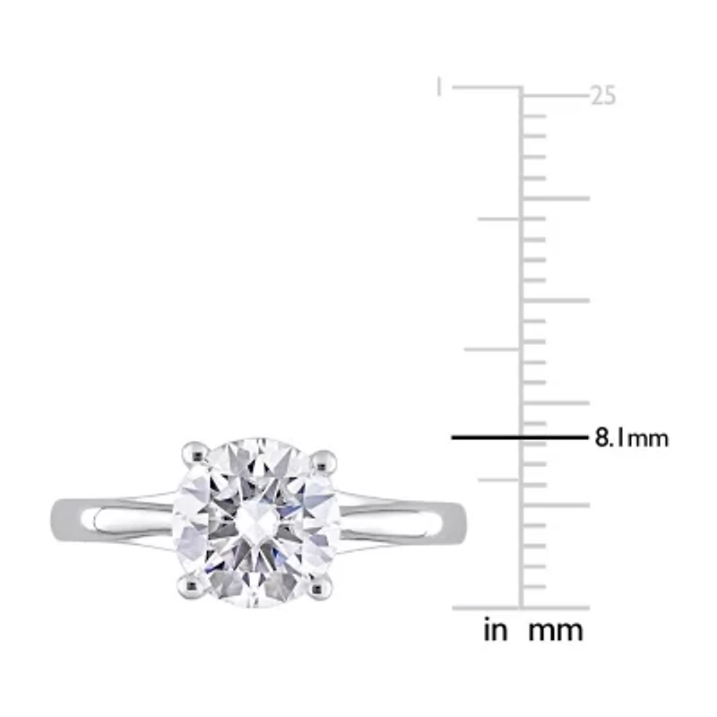 Womens Lab Created White Moissanite 10K Gold Solitaire Engagement Ring