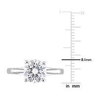 Womens Lab Created White Moissanite 10K Gold Solitaire Engagement Ring