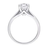 Womens Lab Created White Moissanite 10K Gold Solitaire Engagement Ring