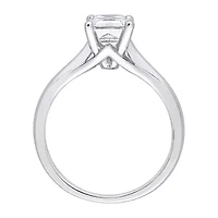 Womens Lab Created White Moissanite 10K Gold Solitaire Engagement Ring