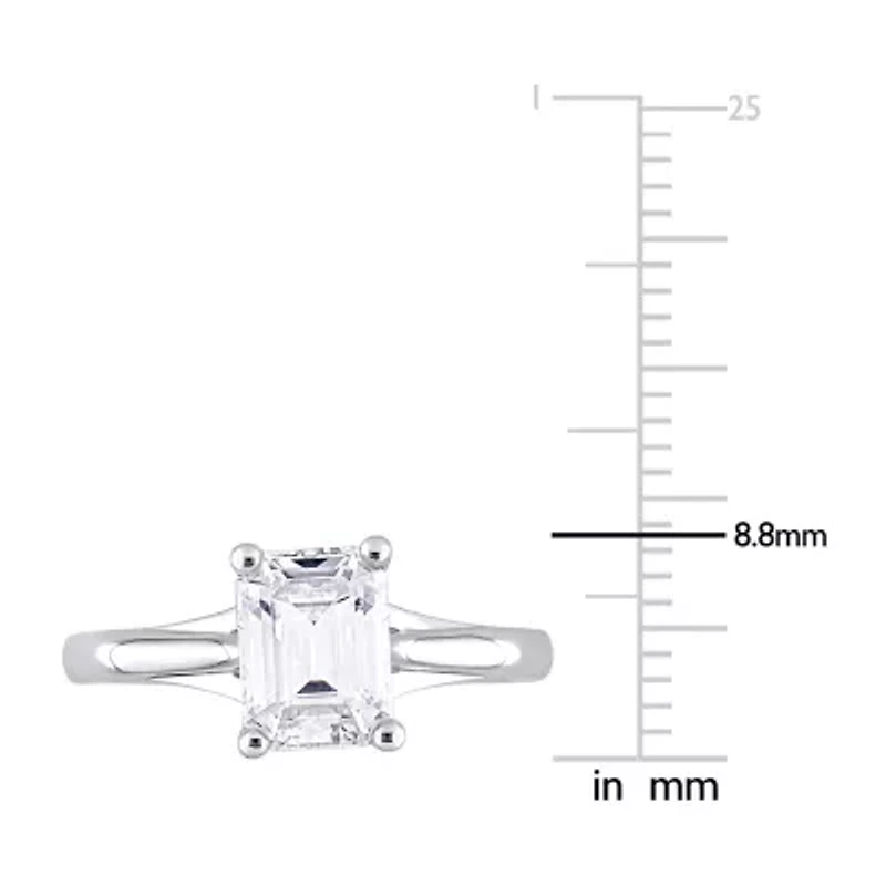 Womens Lab Created White Moissanite 10K Gold Solitaire Engagement Ring