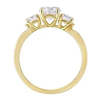 Womens 3/ CT. T.W. Lab Created White Moissanite 10K Gold 3-Stone Engagement Ring