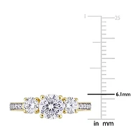 Womens 3/ CT. T.W. Lab Created White Moissanite 10K Gold 3-Stone Engagement Ring
