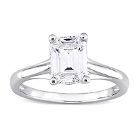 Womens Lab Created White Moissanite 10K Gold Solitaire Engagement Ring