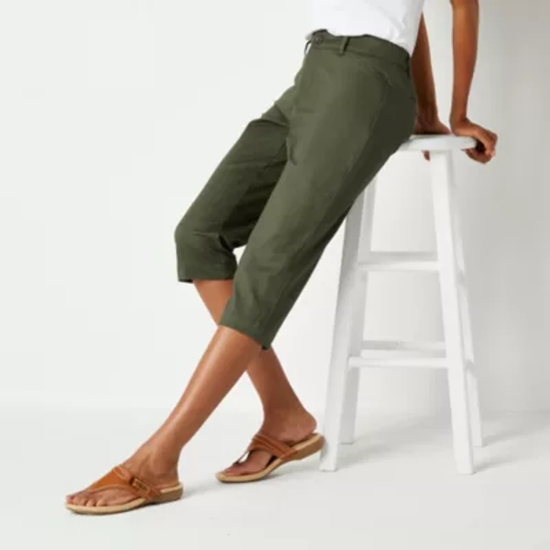 St. John's Bay Secretly Slender Womens Straight Mid Rise Capri Pant