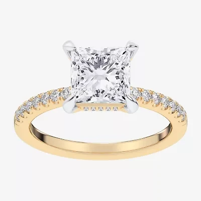 G-H / Si1-Si2 Womens 4 1/4 CT. T.W. Lab Grown White Diamond 14K Gold Side Stone Engagement Ring
