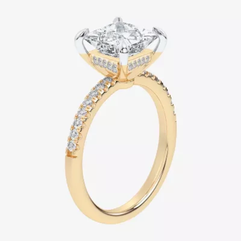 G-H / Si1-Si2) Womens 1/ CT. T.W. Lab Grown White Diamond 14K Gold Side Stone -Stone Engagement Ring