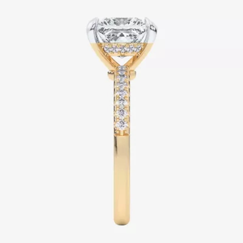 G-H / Si1-Si2) Womens 1/ CT. T.W. Lab Grown White Diamond 14K Gold Side Stone -Stone Engagement Ring