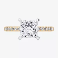 G-H / Si1-Si2) Womens 1/ CT. T.W. Lab Grown White Diamond 14K Gold Side Stone -Stone Engagement Ring