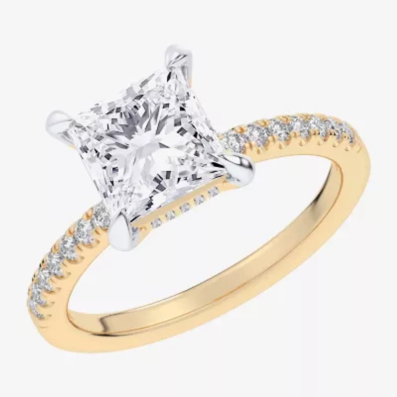 G-H / Si1-Si2) Womens 1/ CT. T.W. Lab Grown White Diamond 14K Gold Side Stone -Stone Engagement Ring
