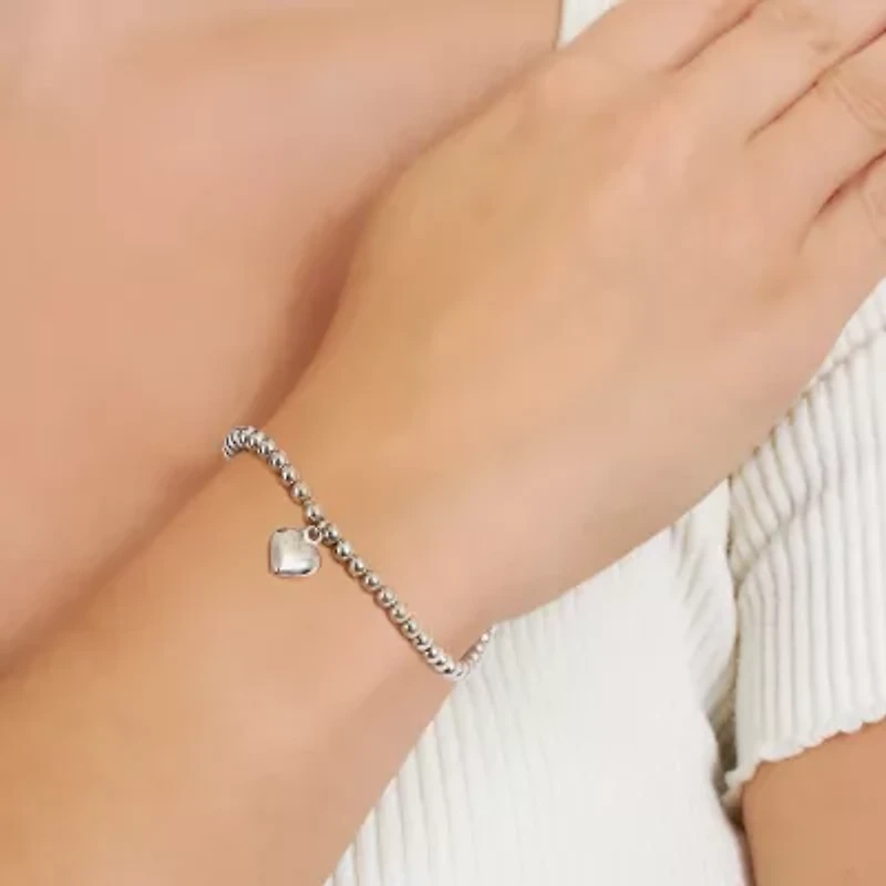 Womens Sterling Silver Heart Bolo Bracelet