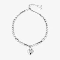 Womens Sterling Silver Heart Bolo Bracelet