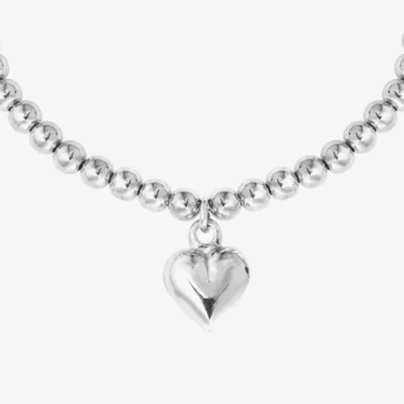 Womens Sterling Silver Heart Bolo Bracelet