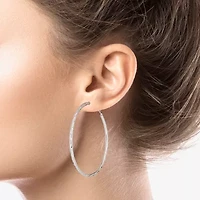 Womens Sterling Silver 60mm Hoop Earrings