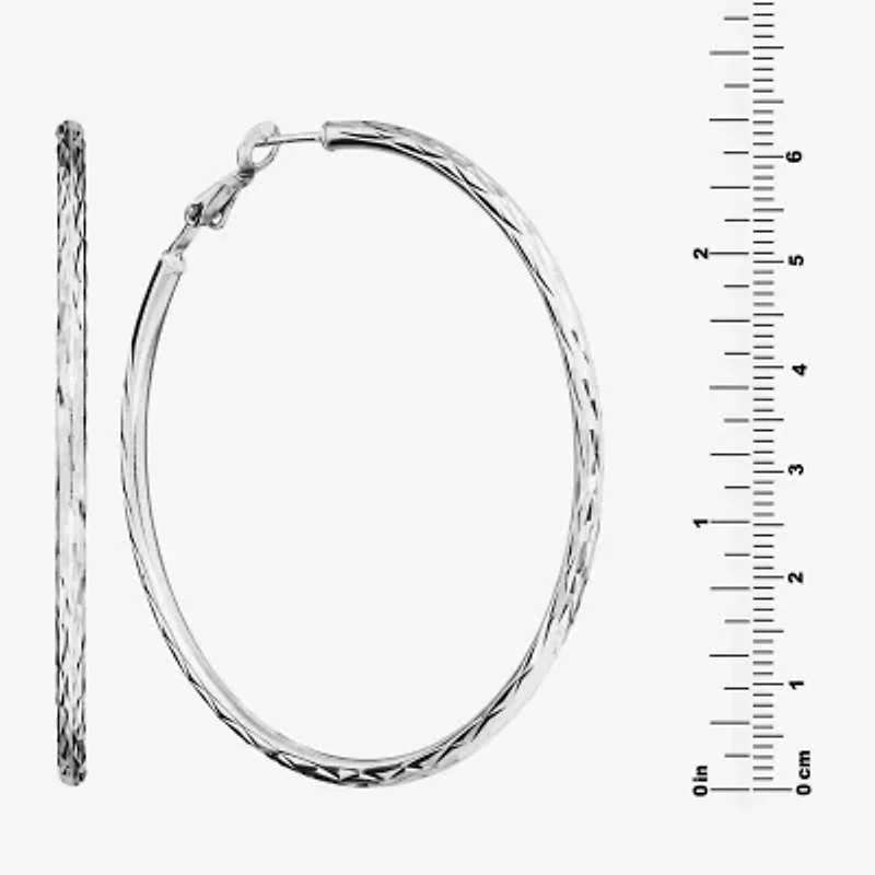 Womens Sterling Silver 60mm Hoop Earrings