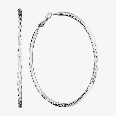 Womens Sterling Silver 60mm Hoop Earrings