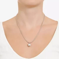 Womens Sterling Silver Heart 18 Inch Pendant Necklace