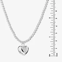Womens Sterling Silver Heart 18 Inch Pendant Necklace