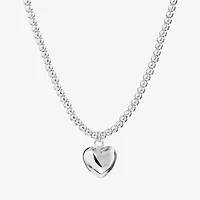 Womens Sterling Silver Heart 18 Inch Pendant Necklace