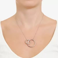 Womens Sterling Silver Circle 18 Inch Pendant Necklace