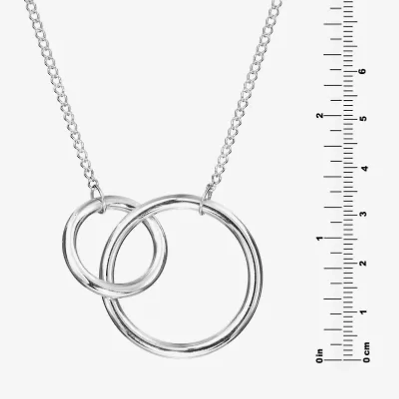 Womens Sterling Silver Circle 18 Inch Pendant Necklace