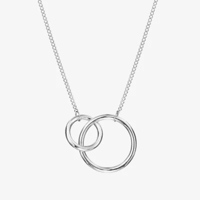 Womens Sterling Silver Circle 18 Inch Pendant Necklace