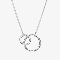 Womens Sterling Silver Circle 18 Inch Pendant Necklace