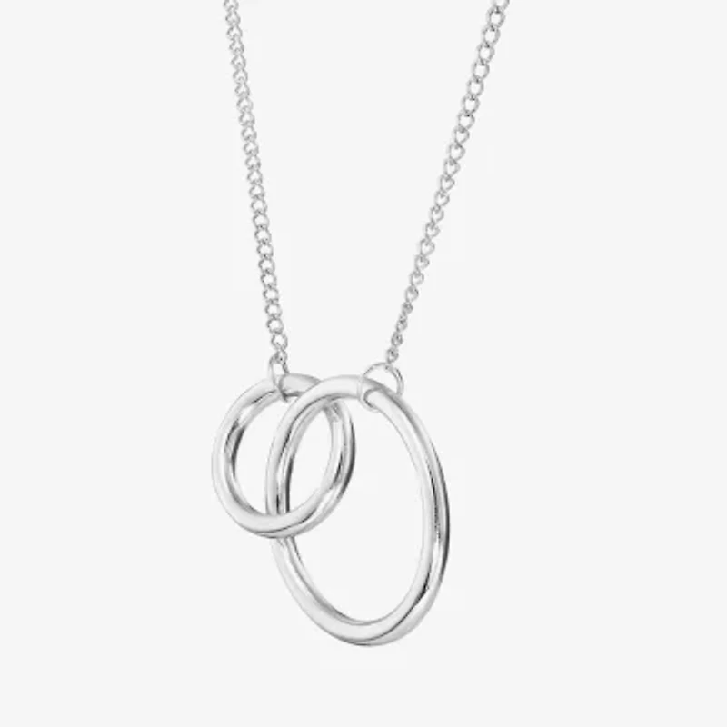 Womens Sterling Silver Circle 18 Inch Pendant Necklace