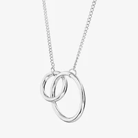 Womens Sterling Silver Circle 18 Inch Pendant Necklace