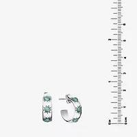 Womens Turquoise Sterling Silver 15mm Round Hoop Earrings
