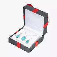 Womens Enhanced Blue Turquoise Sterling Silver Oval 2-pc. Jewelry Set