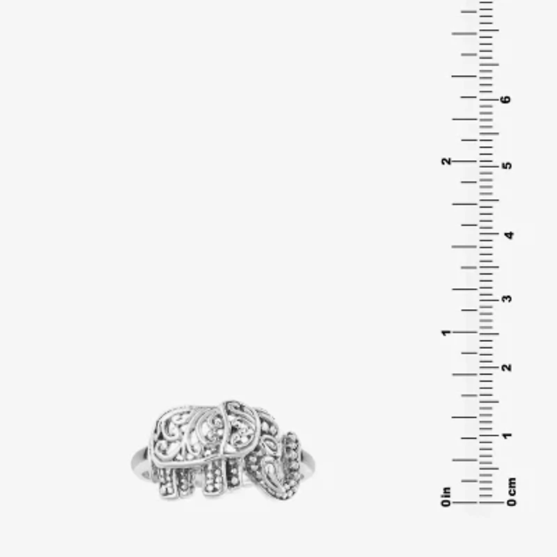 Bali Inspired Elephant Womens Sterling Silver Cocktail Ring