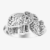 Bali Inspired Elephant Womens Sterling Silver Cocktail Ring