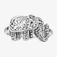 Bali Inspired Elephant Womens Sterling Silver Cocktail Ring