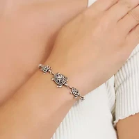 Bali Inspired Turtle Womens Sterling Silver Charm Bracelet