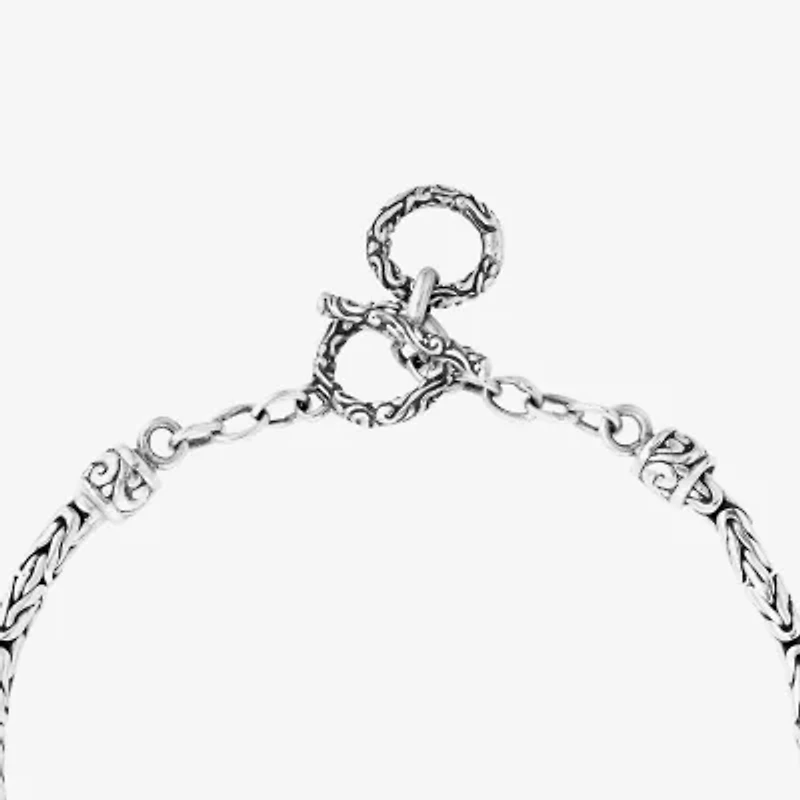 Bali Inspired Turtle Womens Sterling Silver Charm Bracelet