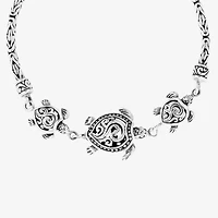 Bali Inspired Turtle Womens Sterling Silver Charm Bracelet