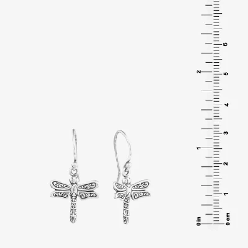 Bali Inspired Womens Sterling Silver Round Drop Earrings