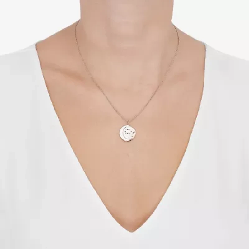 Limited Quantities! Gemini Womens Lab Created White Crystal 14K Rose Gold Over Silver 14K Rose Gold Circle 20 Inch Pendant Necklace
