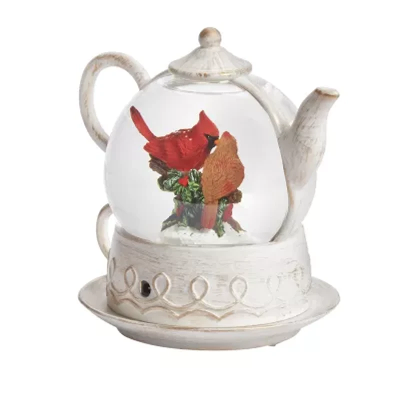 Roman 8" Led Swirl Teapot Christmas Tabletop Decor