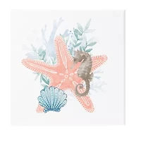 Stupell Industries Seahorse Starfish Layered Coral Canvas Art