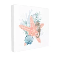 Stupell Industries Seahorse Starfish Layered Coral Canvas Art