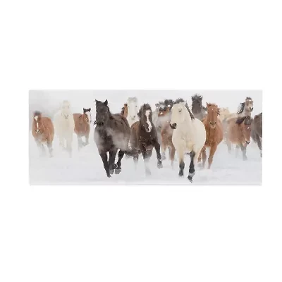 Stupell Industries Wild Horses Herd Foggy Winter Canvas Art