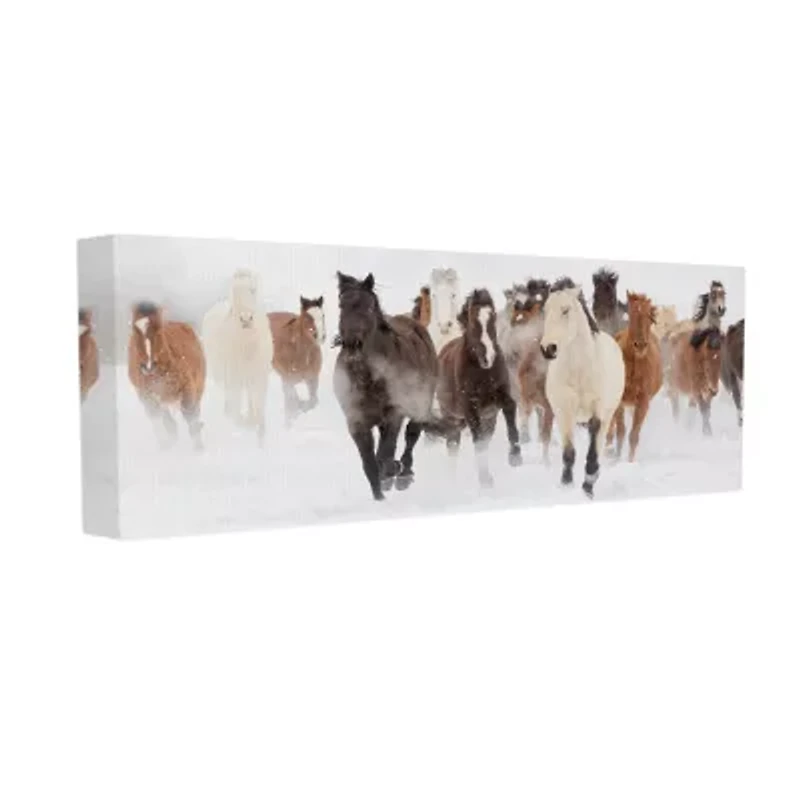 Stupell Industries Wild Horses Herd Foggy Winter Canvas Art
