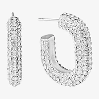 Sparkle Allure Womens Crystal 25.6mm Oval Hoop Earrings
