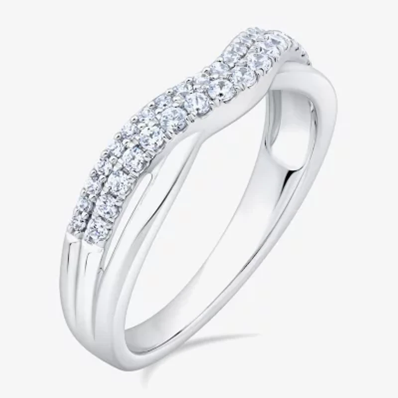 4.5MM 1/3 CT.T.W. Natural Diamond 10K or 14K White Gold Curved Wedding Band